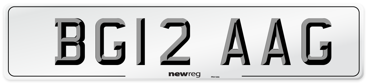 BG12 AAG Number Plate from New Reg